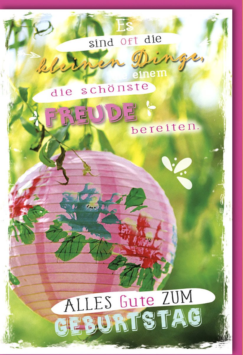 Hochzeitskarten Glückwunschkarten Hochzeit Doppelkarte mit Laterne Schmetterlingen und Schriftzug Es sind oft die kleinen Dinge einem die schönste Freude bereiten mit Umschlag