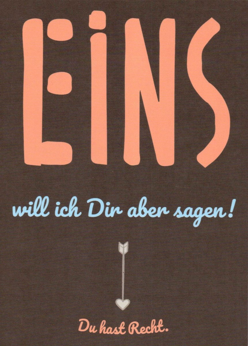 Humorvolle Postkarte mit Spruch – Ironisch Witzige Typografie in Braun & Orange – Lustiges Wortspiel für Zustimmung, Freundschaft & Lächeln – Ideal als Geschenk oder Deko