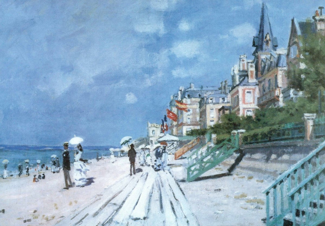 Impressionismus - Kunstpostkarte: Claude Monet "Strand von Trouville" - Elegante Blanko Grußkarte für Kunstliebhaber, Kunstsammler & Vintage - Dekor, Ideal als Geschenk oder Sammlerstück, Meeresküste Frankreich Motiv