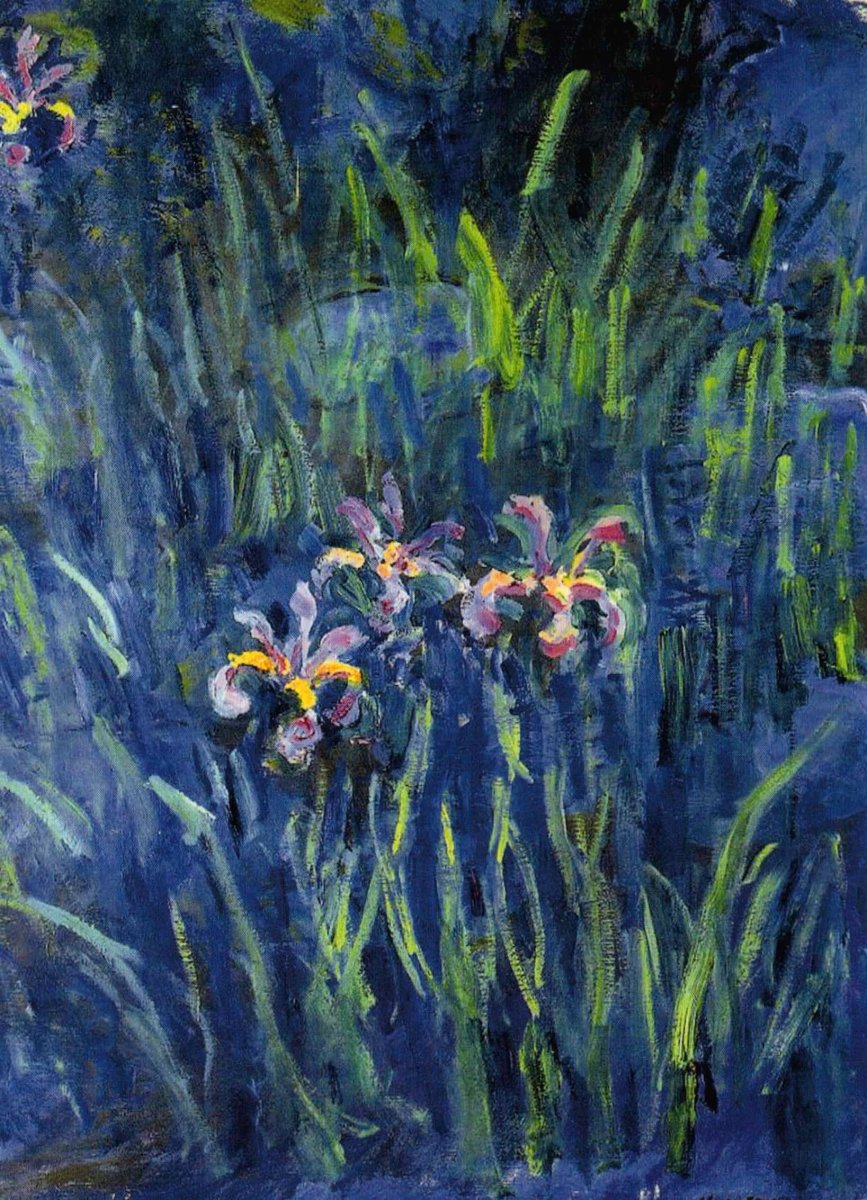 Impressionismus Kunstpostkarte - Monet Irises & Seerosen Gartenteich, Vintage Gemälde von Französischem Künstler, Sammler Deko, Retro Briefkorrespondenz für Kunstliebhaber