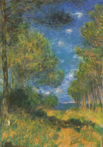 Impressionismus Monet Kunst Postkarte 1882 - Vintage Fine Art Grußkarte, Klassischer Kunstdruck, Dekorative Natur Landschaft mit Bäumen & Himmel, Blanko Sammlerstück für Malerei Liebhaber