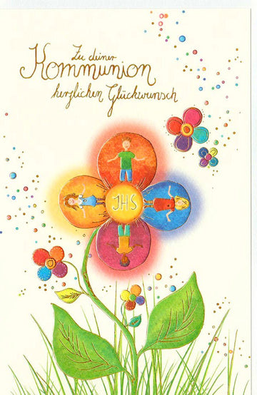 Karte Kommunion Premiumpapier Blume