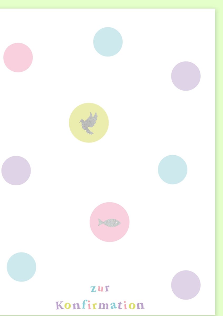 Konfirmation Glückwunschkarte - Doppelkarte mit Taube & Fisch Motiv, Pastellfarben, für Jugendweihe, Segen & Kirchenfeste