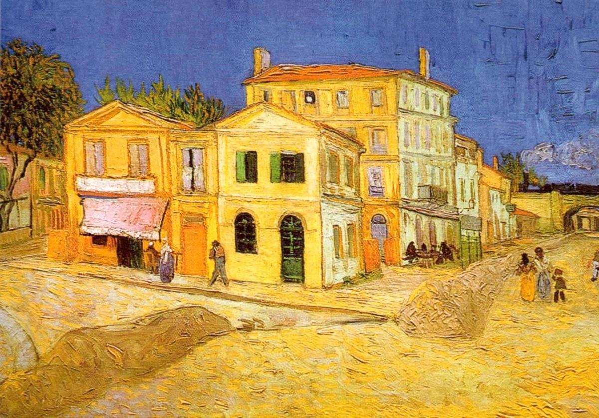 Kunst - Postkarte: Vincent van Gogh 'Das gelbe Haus' - Hochwertiger Kunstdruck, Impressionismus - Gemälde, Vintage - Dekoration, Sammlerstück