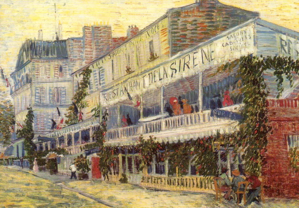Kunstkarte Van Gogh 1887 - Asnières Restaurant de la Sirène, Postimpressionistisches Gemälde, Blanko Künstler - Postkarte