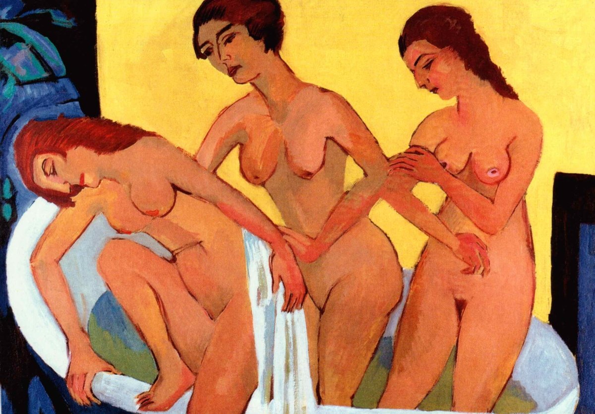 Kunstpostkarte Ernst Ludwig Kirchner - Badende Frauen