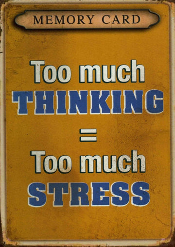 Motivations - Postkarte mit Lebensweisheit: Stressabbau durch Gelassenheit, Vintage Typografie in Gelb & Blau - Inspirierendes Geschenk mit Humor