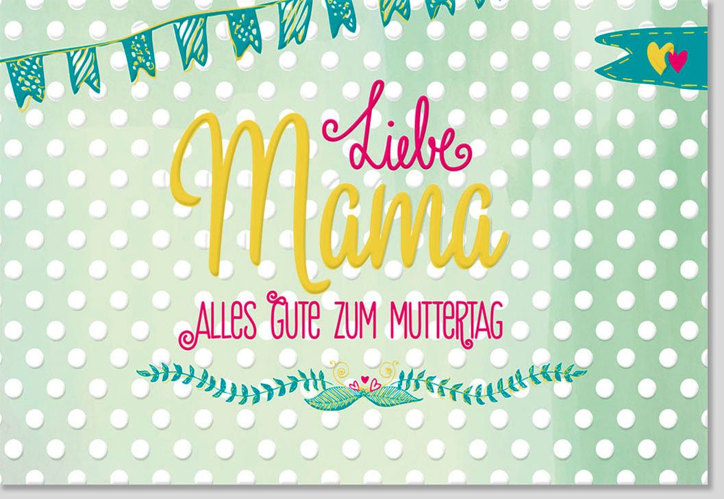Muttertags - Doppelkarte mit Herz: Liebevolle Grußkarte für Mama, Türkis mit Polka Dots - Ausdruck von Wertschätzung, Dankbarkeit & Mutterliebe, Perfektes Geschenk für die Beste Mama, Mit Zuneigung und Glückwünschen