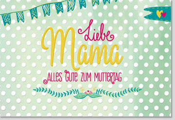 Muttertags - Doppelkarte mit Herz: Liebevolle Grußkarte für Mama, Türkis mit Polka Dots - Ausdruck von Wertschätzung, Dankbarkeit & Mutterliebe, Perfektes Geschenk für die Beste Mama, Mit Zuneigung und Glückwünschen