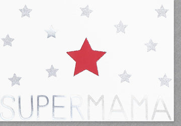 Muttertags - Doppelkarte "Supermama" - Glitzernde Sterne & Liebe, Anerkennung für Mama, Herzliche Dankeskarte mit Zuneigung & Schönheit