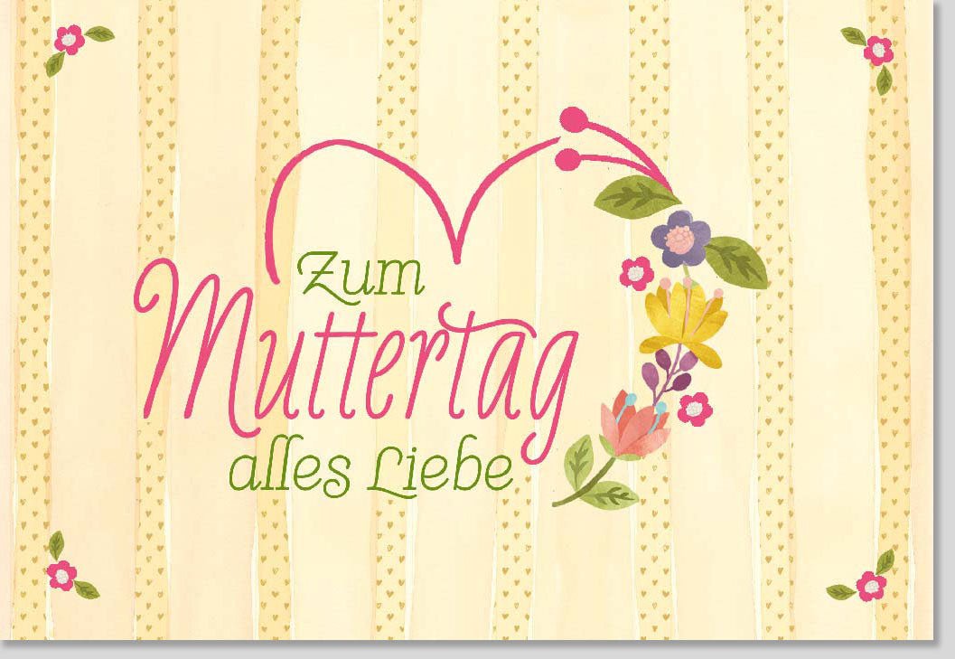 Muttertagskarte mit Liebevoller Handgeschriebener Botschaft - Elegante Doppelkarte im Floral Design, Gelb Pastellfarben Blumenkranz, Ausdruck von Dankbarkeit und Zuneigung für Mütter, Festliche Feier der Mutterschaft, Geschenkkarte voller Herzlichkeit