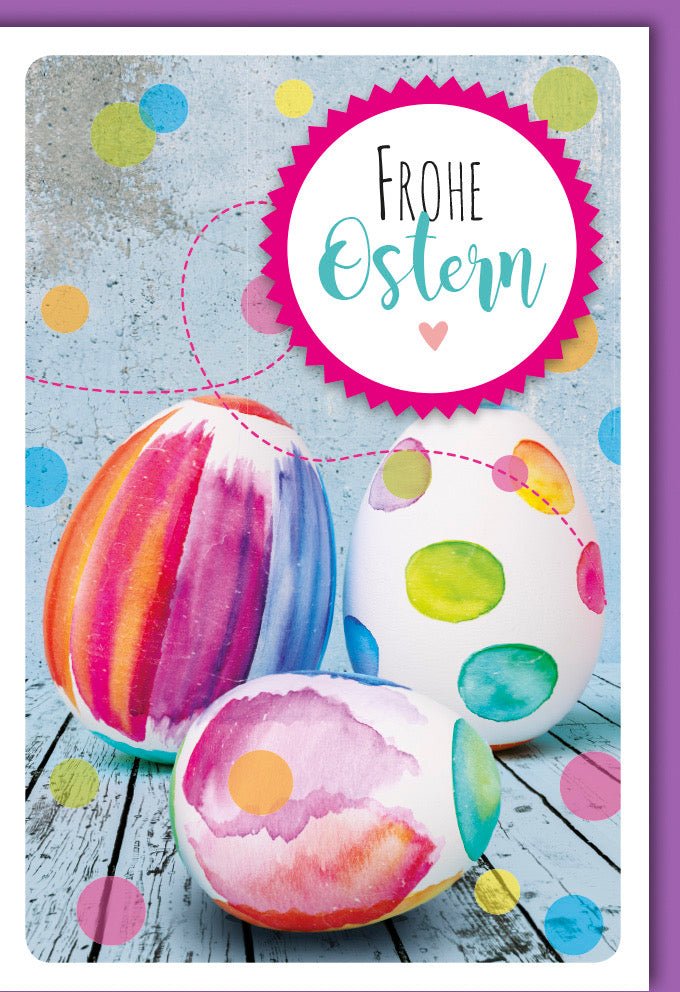 Oster - Doppelkarte mit bunten Eiern – Fröhliche Ostergrüße, Farbenfrohe Frühlingsdeko, Festliche Grußkarte zum Osterfest