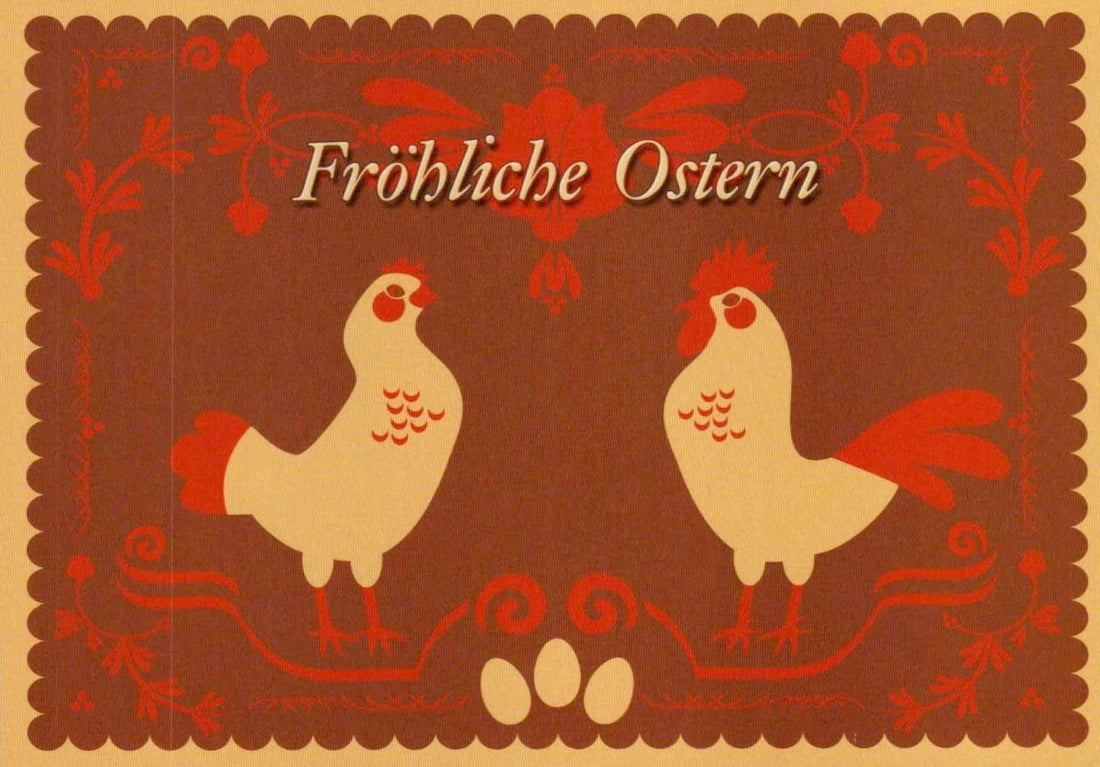 Osterkarte Hühner Eier: Fröhliche Ostern