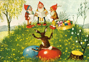 Osterkarte Osterhase und Zwerge: Vintage /SI125