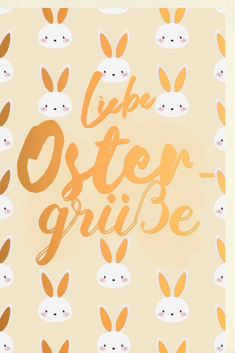 Osterkarten - Doppelkarte mit Hasenmuster: Frühlingsgrüße & Frohe Ostern, Festliches Gelb - Pastell Kartendesign, Osterhasen Illustration