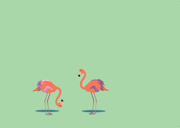 Postkarte blanko 2 Flamingos