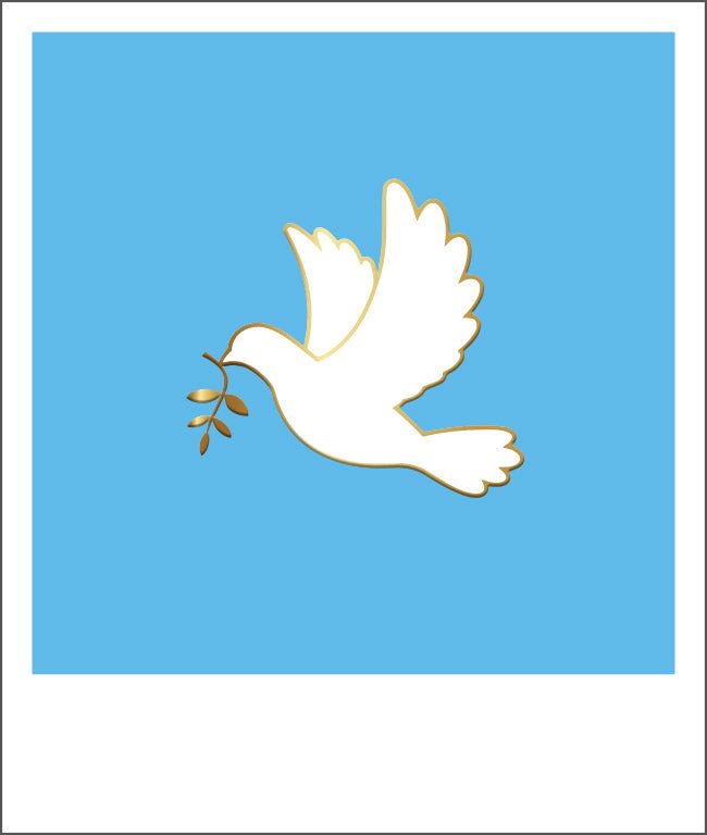 Postkarte Blanko Friedenstaube Goldfolie