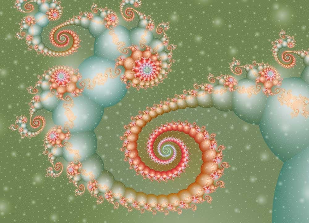 Postkarte blanko grün: Fractal IV