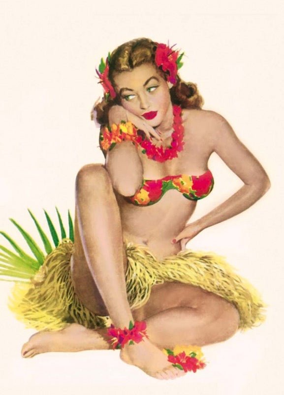 Postkarte blanko Hawaii: Pin Up