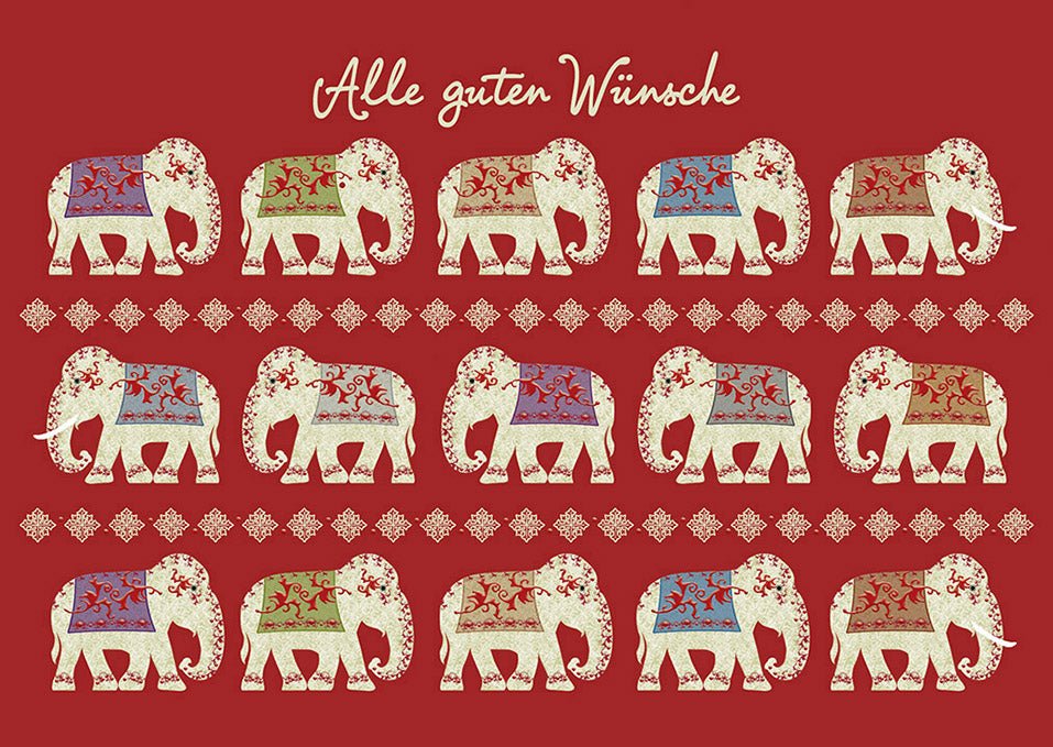 Postkarte Elefanten Spruch Alle guten Wünsche