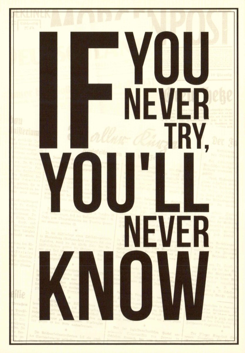 Postkarte englische Sprüche If You Never Try