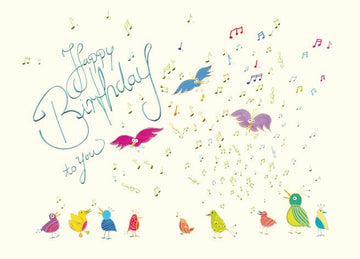 Postkarte Geburtstag Vögel singen Happy Birthday