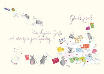 Postkarte Geburtstagspost premium Mäuse