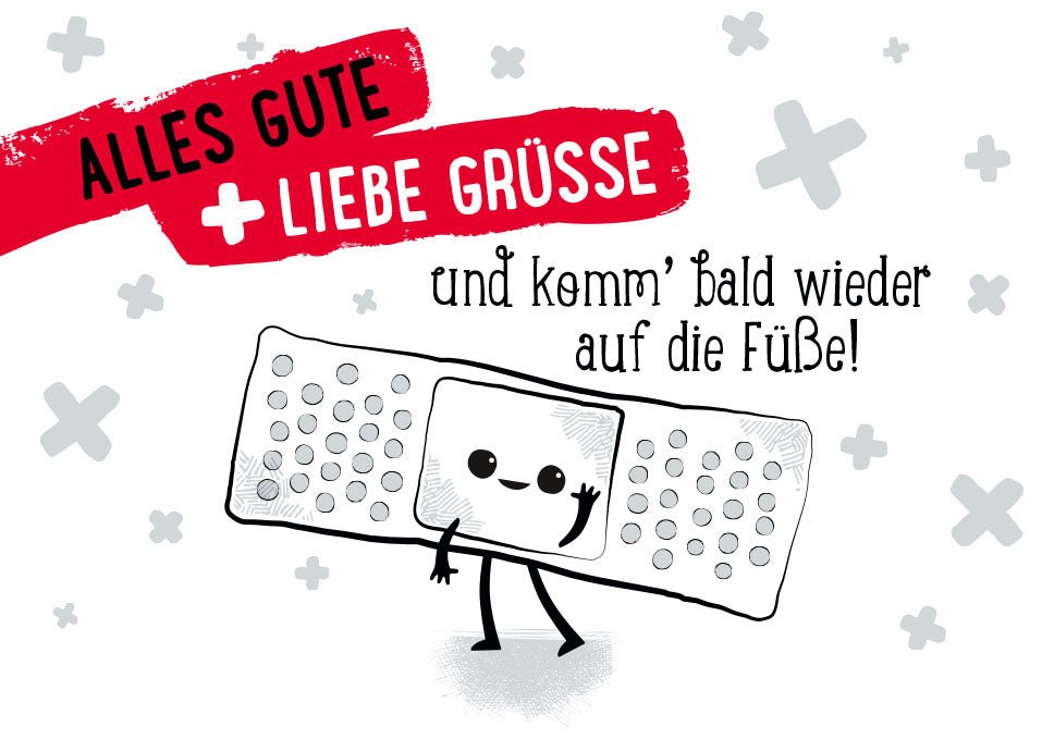 Postkarte Genesung Alles gute und Liebe und komm bald wieder auf die Füße