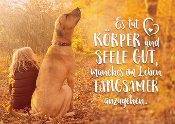 Postkarte Lebensweisheit Spruch Es tut Körper und Seele gut, manches im Leben langsamer anzugehen