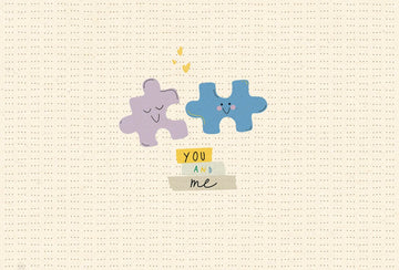 Postkarte Liebe Freundschaft, Zwei Puzzleteile, Zuckerrohrpapier