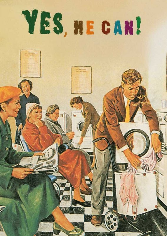 Postkarte retro Yes, he can