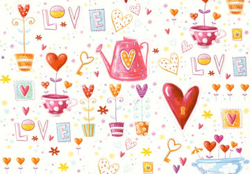 Postkarte schwarz weiß Flowers made of hearts