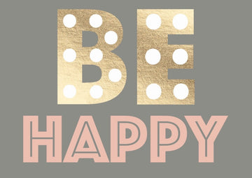 Postkarte Spruch Be Happy grafisch