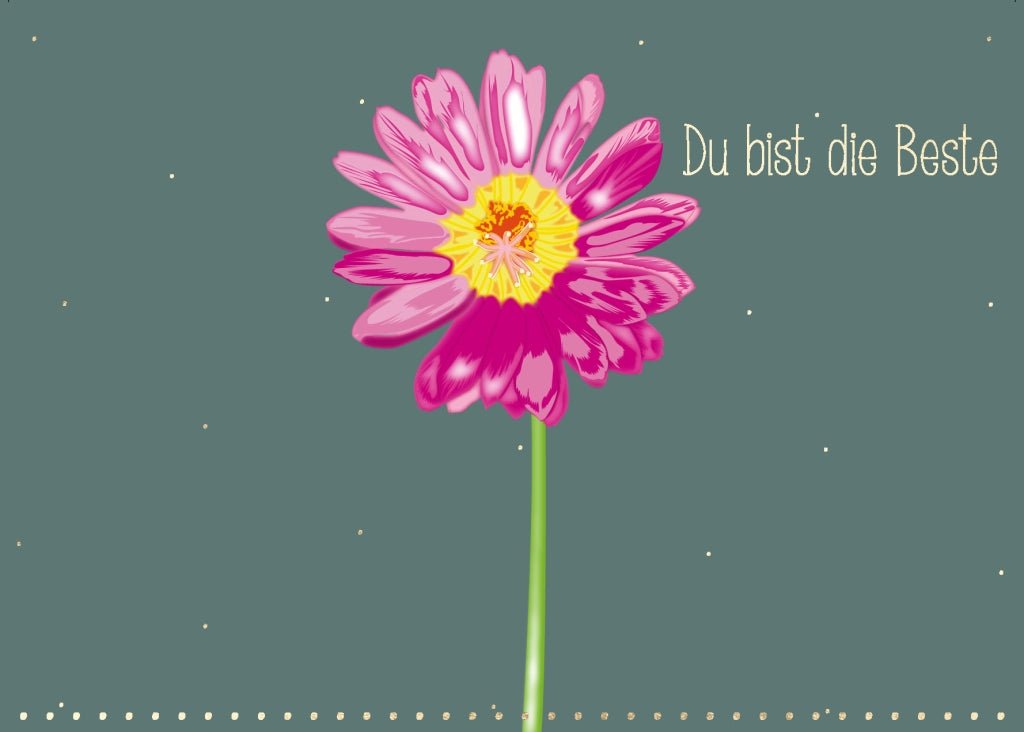 Postkarte Spruch Gerbera - Du bist die Beste