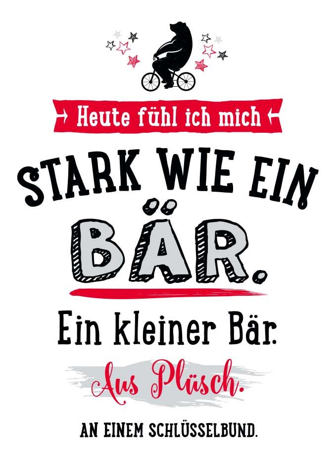 Postkarte Spruch Heute fühl ich mich stark wie ein Bär