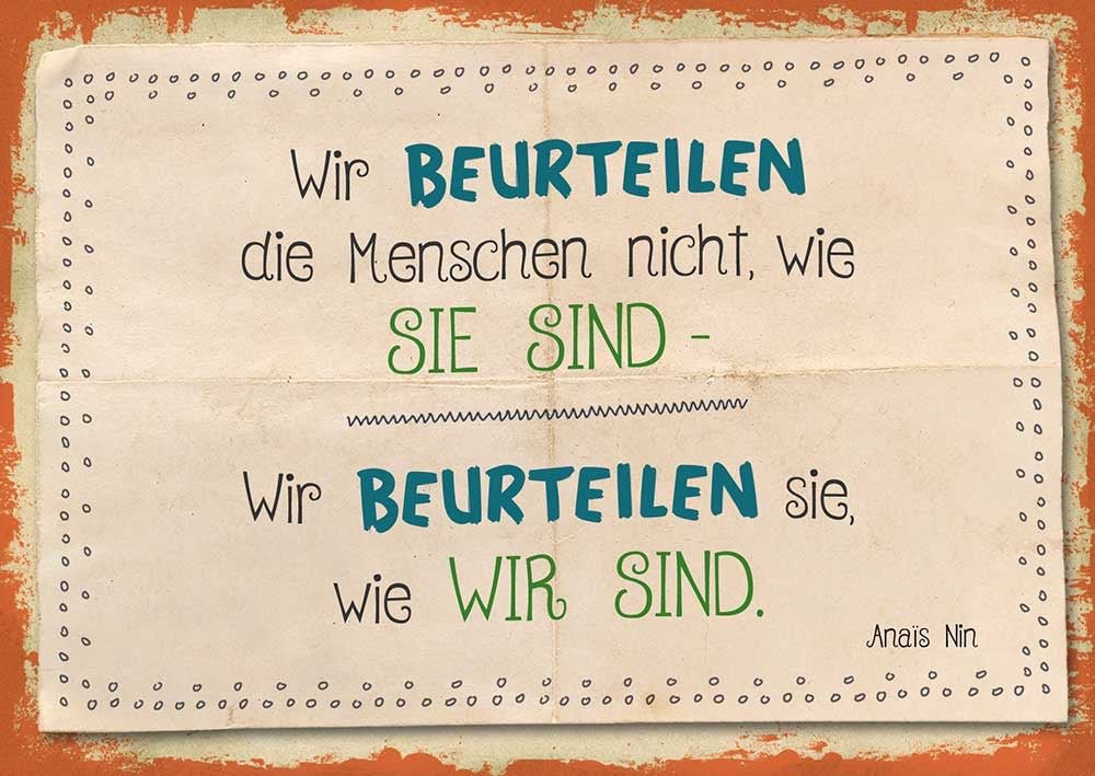 Postkarte Sprüche: Beurteilen