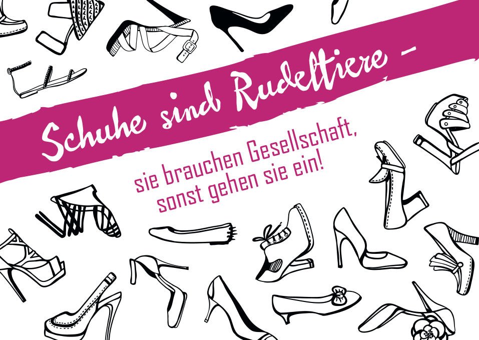 Postkarte Sprüche Schuhe sind Rudeltiere