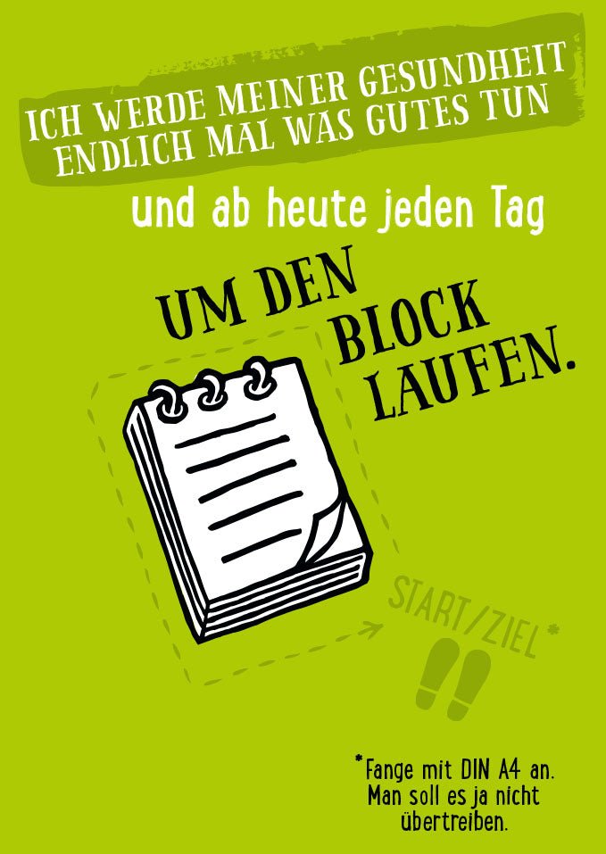 Postkarte Sprüche um den Block laufen