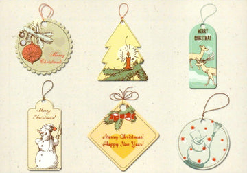 Postkarte Weihnachten 6 Anhänger für Weihnachtsbaum