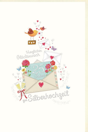 Silberhochzeit Doppelkarte - Herzlichen Glückwunsch zum Jubiläum, 25 Jahre Ehe Liebe Feier