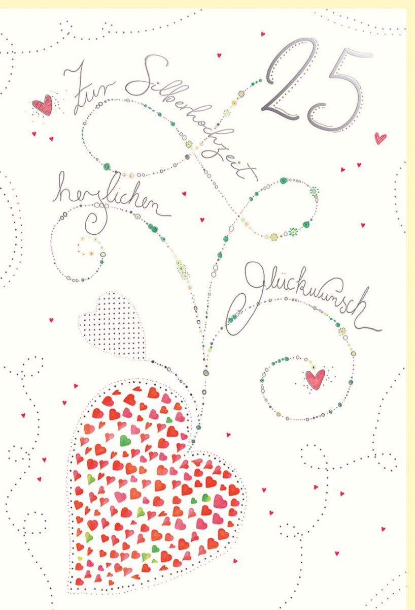 Silberhochzeit Glückwunschkarte – Elegante Doppelkarte mit Herzdesign, Naturkarton & Silberfolie, Blindprägung für 25 Jahre Jubiläum, Liebevoll für Ehepartner & Paare, Romantisch Rot & Weiß