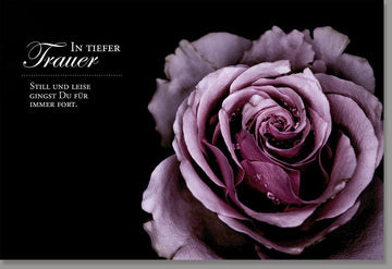 Trauerkarte Beileid & Anteilnahme - Elegante Doppelkarte mit stilvollem Rosenblüten - Design, Schwarz - Weiß Naturfotografie, Gefühlvoller Spruch für Abschied & Gedenken, Premium Qualität, Würdevoll und Geschmackvoll