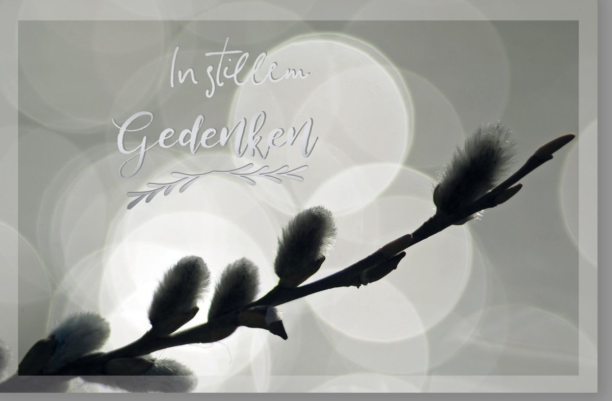 Trauerkarte Beileid & Anteilnahme - Stilvolle Pusteblume Design Doppelkarte, Einfühlsam & Würdevoll mit Trauertexten, Schwarz - Weiß Natur Look