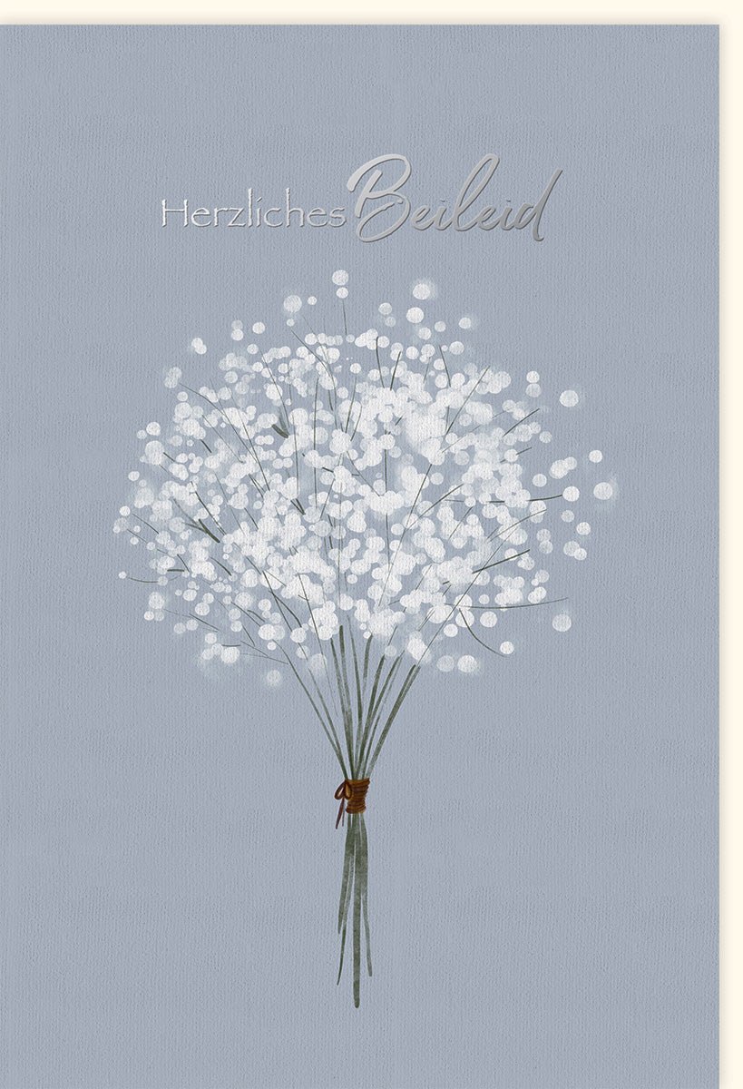 Trauerkarte Beileid Kondolenz - Anteilnahme Mitgefühl in schweren Zeiten - Stilvolle Doppelkarte mit Pusteblumen - Motiv, Naturdesign für Trost & Abschied, Geschmackvolle Gedenkkarte, Einfühlsam kondolieren, inklusive Trauertext & Trauerspruch