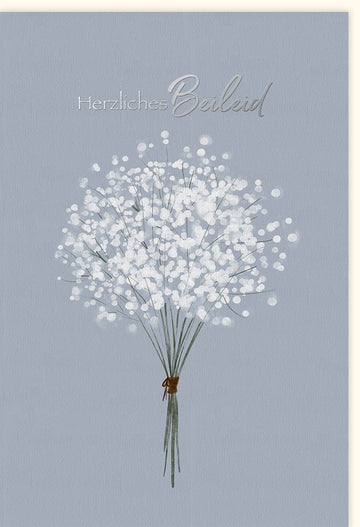 Trauerkarte Beileid Kondolenz - Anteilnahme Mitgefühl in schweren Zeiten - Stilvolle Doppelkarte mit Pusteblumen - Motiv, Naturdesign für Trost & Abschied, Geschmackvolle Gedenkkarte, Einfühlsam kondolieren, inklusive Trauertext & Trauerspruch