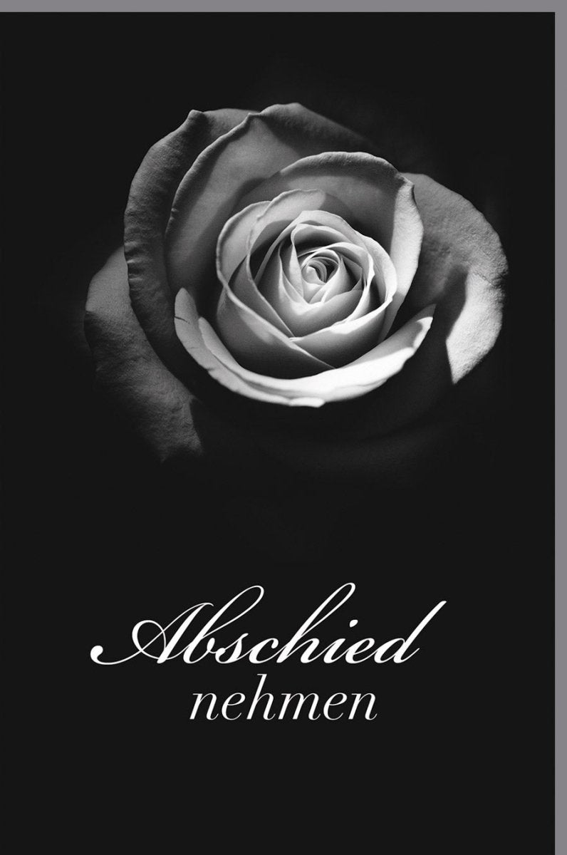 Trauerkarte Beileid Kondolenz - Elegante Doppelkarte mit Rose, stilvollem schwarz - weiß Blumendesign & Textvorschlägen für Anteilnahme und Mitgefühl im Trauerfall - Zeitlos & Pietätvoll für Hinterbliebene, Angehörige und Freunde