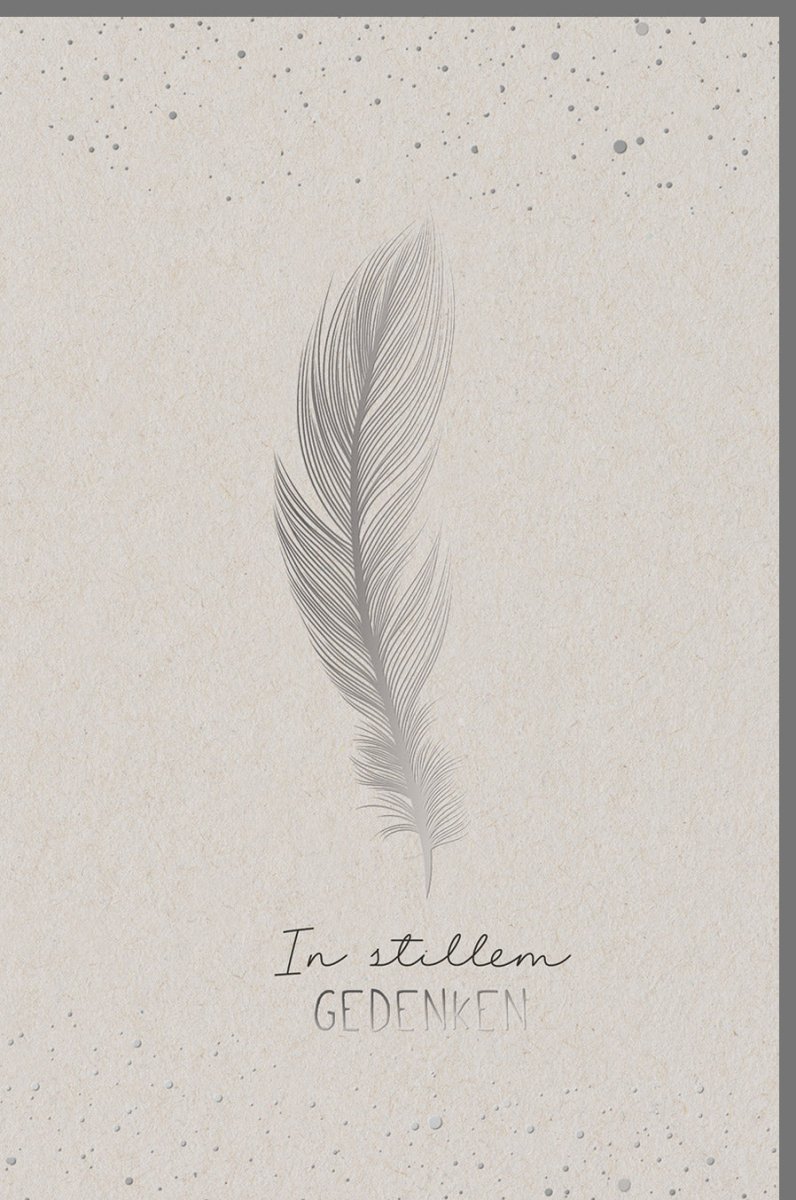 Trauerkarte Beileid Kondolenz - Schlichte Feder Design Doppelkarte zum Gedenken, Anteilnahme & Mitgefühl im Trauerfall, Stiller Abschied mit Pietätvollem Trauertext, Tröstend & Geschmackvoll Würdevoll