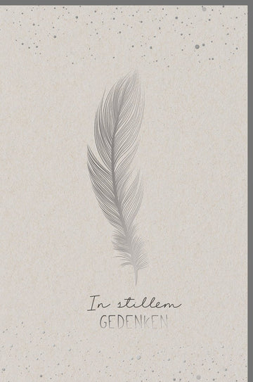 Trauerkarte Beileid Kondolenz - Schlichte Feder Design Doppelkarte zum Gedenken, Anteilnahme & Mitgefühl im Trauerfall, Stiller Abschied mit Pietätvollem Trauertext, Tröstend & Geschmackvoll Würdevoll