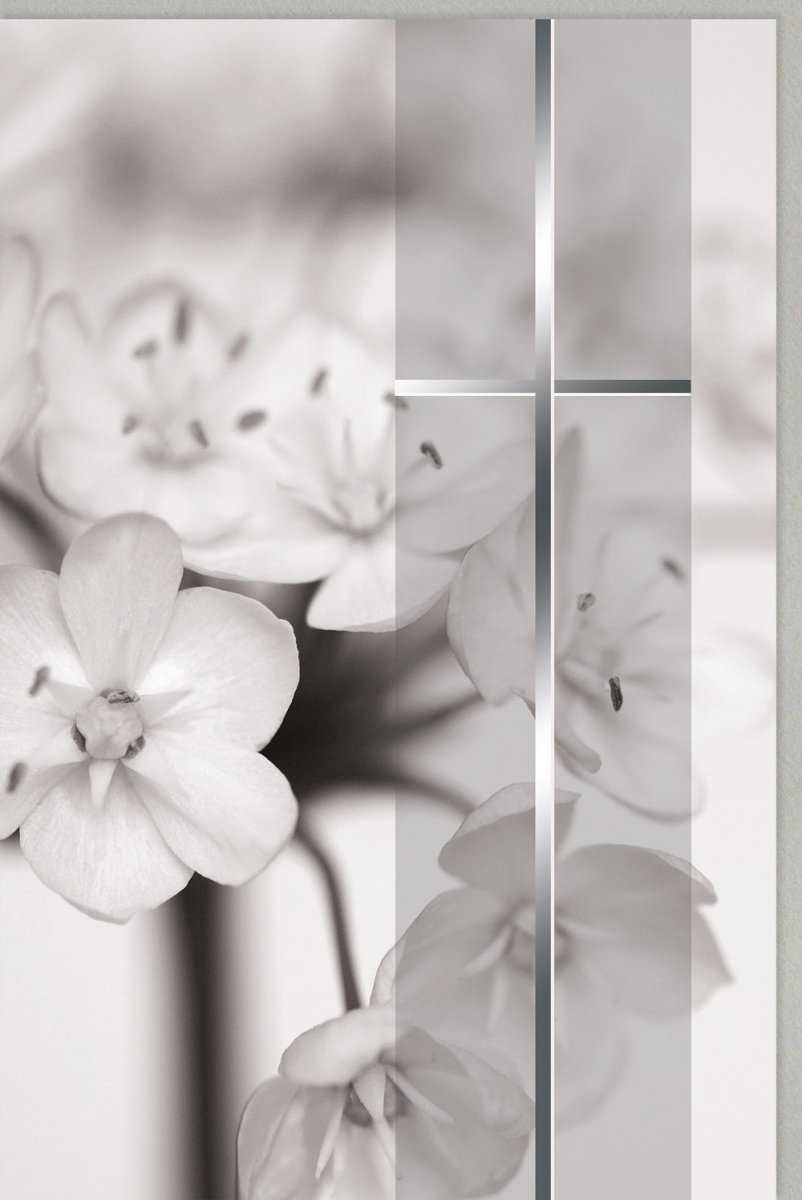 Trauerkarte Beileid - Stilvolle Doppelkarte mit Blumen & Silberfolie für Kondolenz, Gedenken und Abschied, Hochwertige Anteilnahme im Trauerfall