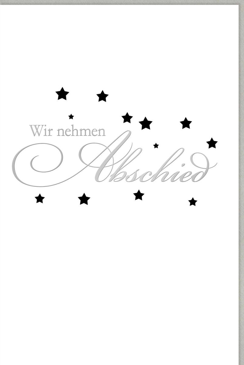 Trauerkarte Beileidskarte - Elegante Kondolenzkarte mit Silberfolie Sterne, Schlichte Abschiedskarte für stilvolle Anteilnahme im Trauerfall